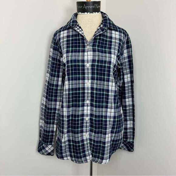 Banana Republic Tops - Banana Republic Soft Wash Plaid Blue White Red Collar Shirt Size Small